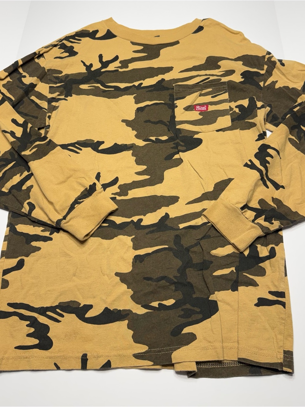 Brixton Yellow and Olive Camo Long Sleeve Pocket Tee